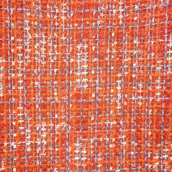 Ann Taylor Tweed Jacket 8T TALL Fringe Edge Orange Spark Lined - Picture 5 of 10